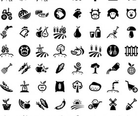 64 Kind farm icons set