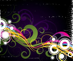 Abstract floral with grunge background vectors 01