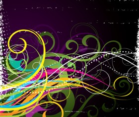 Abstract floral with grunge background vectors 02