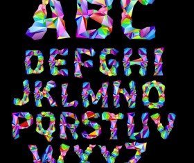 Alphabet colorful geometric shapes fonts vector
