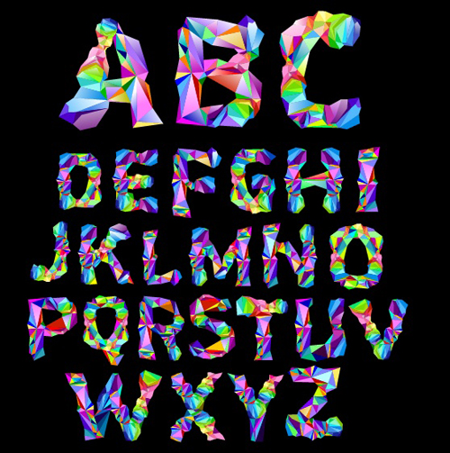 Alphabet colorful geometric shapes fonts vector