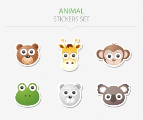 Animal stickers set vector 03