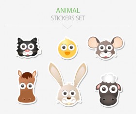 Animal stickers set vector 05