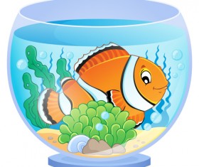 Aquarium with fish cartoon vector set 01