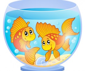 Aquarium with fish cartoon vector set 08 free download