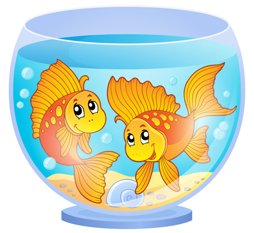 Aquarium with fish cartoon vector set 03