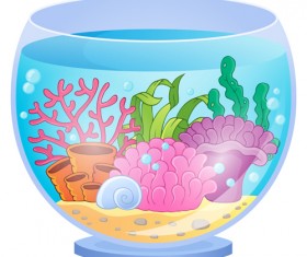 Aquarium with fish cartoon vector set 08 free download