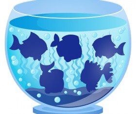 Aquarium with fish cartoon vector set 10