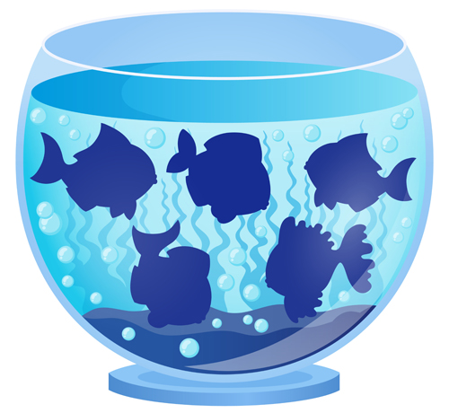 Aquarium with fish cartoon vector set 10