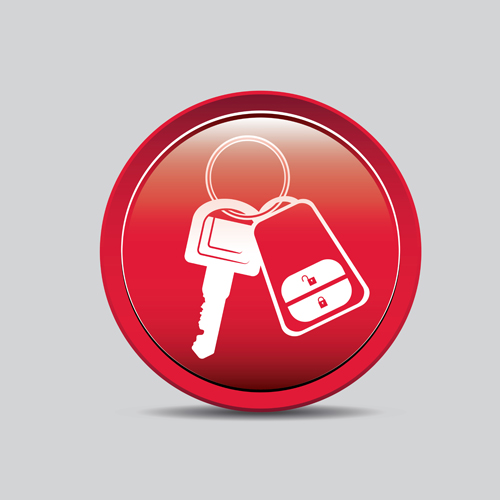 Auto key icons red vector 01