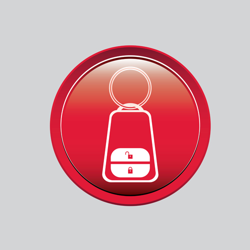 Auto key icons red vector 02