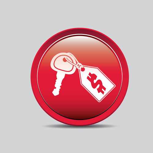 Auto key icons red vector 03