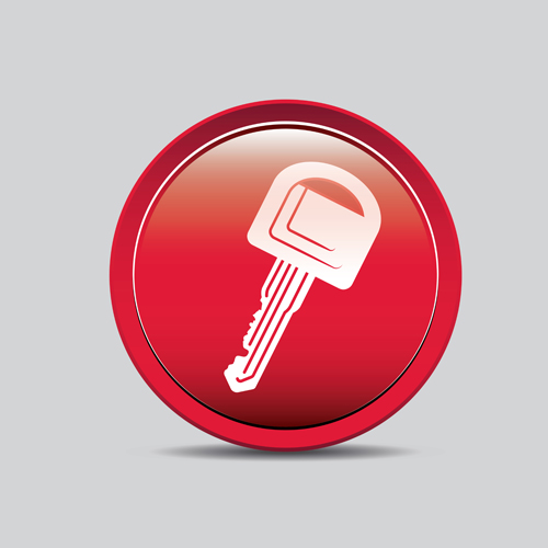 Auto key icons red vector 04