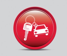Auto key icons red vector 06