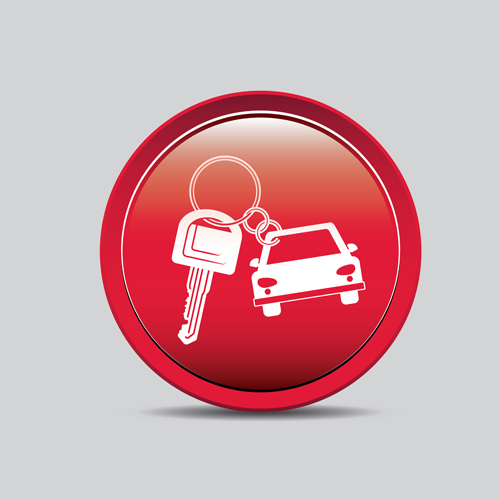 Auto key icons red vector 06