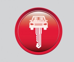 Auto key icons red vector 08