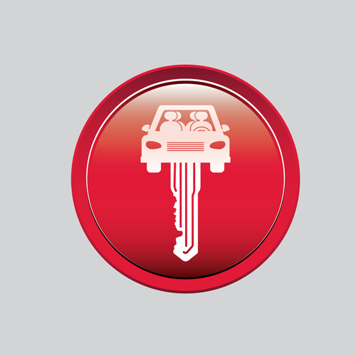 Auto key icons red vector 08