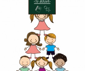 Back to school children vector background 01