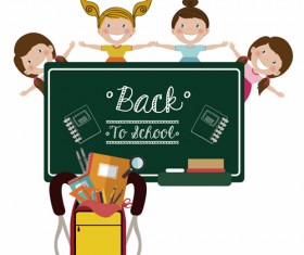 Back to school children vector background 02