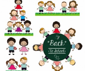 Back to school children vector background 03