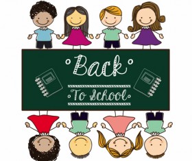 Back to school children vector background 04