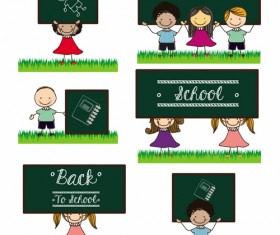 Back to school children vector background 05