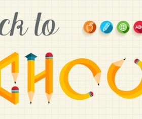 Back to school pencil creative template vector 02