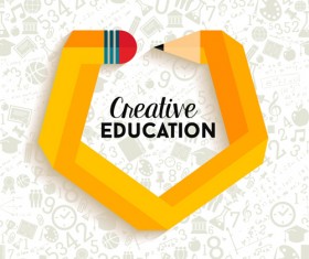 Back to school pencil creative template vector 03