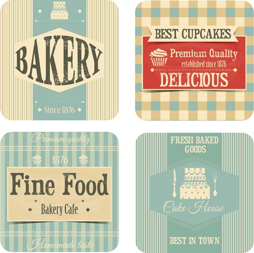 Bakery with cupcake vintage cards vector