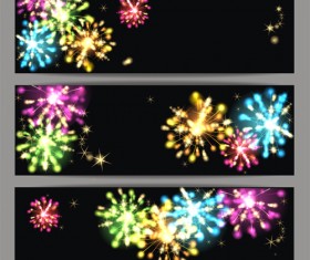 Beautiful fireworks vectors banners