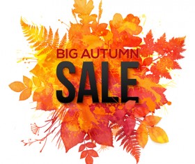 Big autumn sale with maple leaves background vector 01