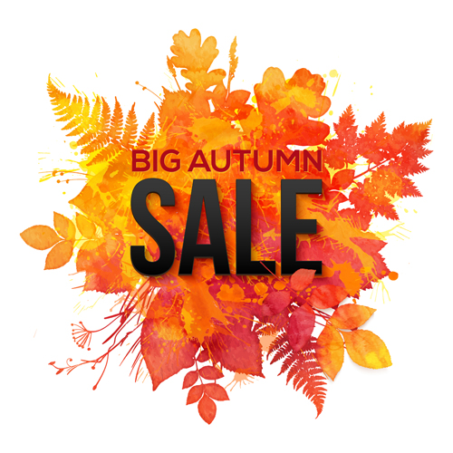 Big autumn sale with maple leaves background vector 01