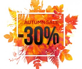 Big autumn sale with maple leaves background vector 02