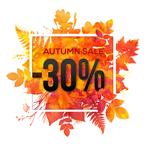 Big autumn sale with maple leaves background vector 02