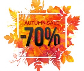 Big autumn sale with maple leaves background vector 03