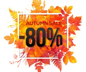 Big autumn sale with maple leaves background vector 04