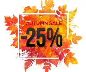 Big autumn sale with maple leaves background vector 05