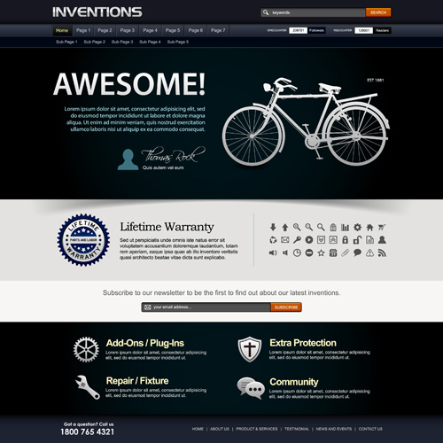 Bike website template vector material 01