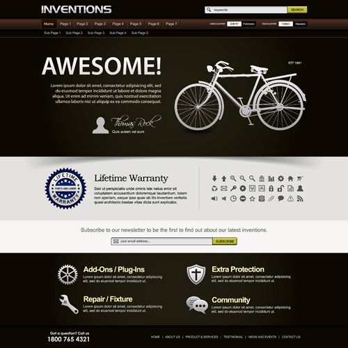 Bike website template vector material 02