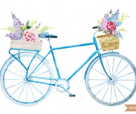 Bike with flower background vector 01