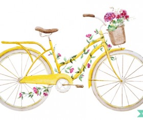 Bike with flower background vector 02