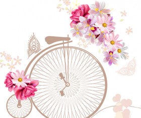 Bike with flower background vector 04