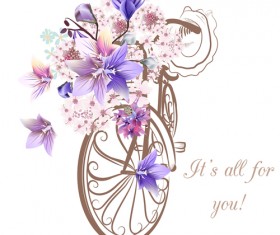 Bike with flower background vector 05