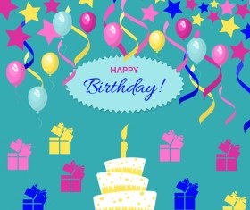 Birthday postcard flat styles vector 02