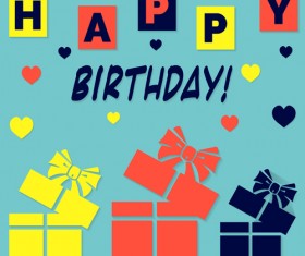 Birthday postcard flat styles vector 03