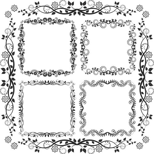 Floral frames with ornaments vector 02