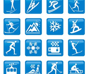 Blue winter sport icons vector material