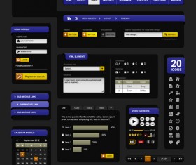 Blue with black website template vector