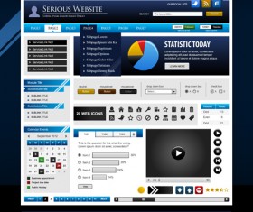 Blue with gray style website template vector 01