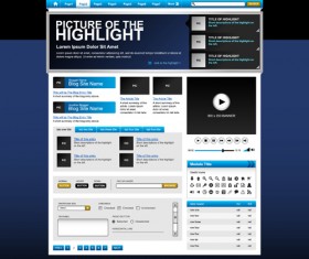 Blue with gray style website template vector 02